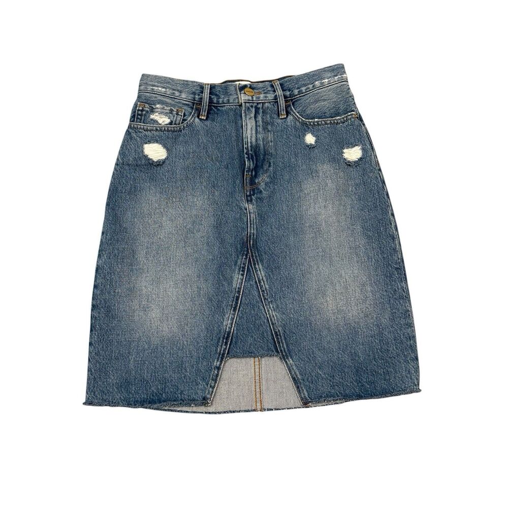 Frame Denim Raw Hem Distressed Pencil Skirt Size 25